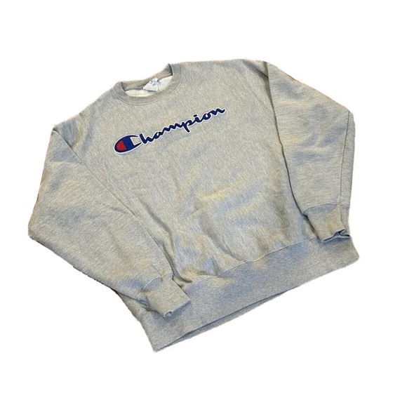 Champion Reverse Weave Spellout Pullover Crewneck Gray Sweatshirt Size Large EUC - Picture 2 of 6